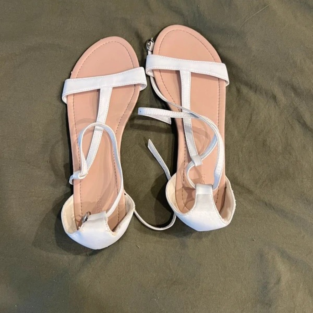 Women’s White Strappy Ankle-Tie Sandals - Picture 2 of 3